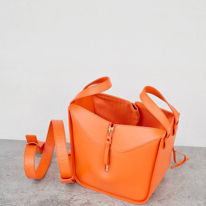 Loewe Hammock Compact Bag in Orange Satin Calf