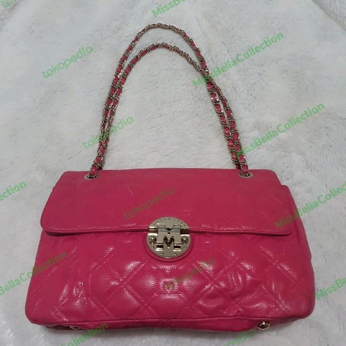 Tas sling kulit rantai Metrocity Fuschia