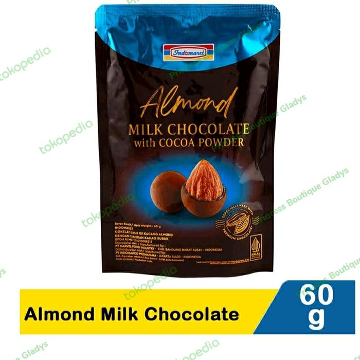 Indomaret Almond Milk Chocolate 60G with cocoa powder