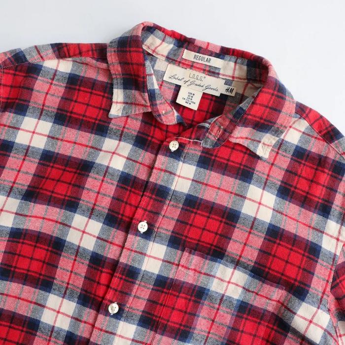 Kemeja Flanel Pria Lengan Panjang H&M Second