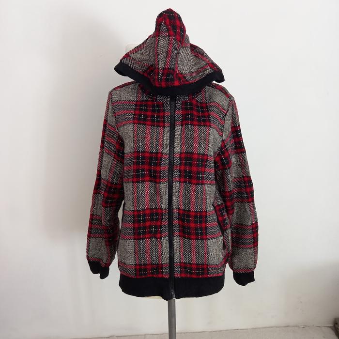 Houndstooth Tartan Tweed Wool  Hoodie Jacket by Power to The People