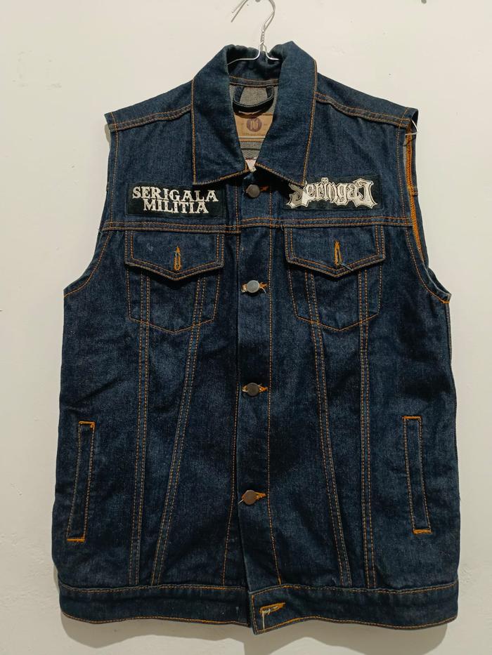 DENIM VEST SERINGAI FIRST RELEASE BLUE NOT BURGERKILL DEAD SQUAD ORI