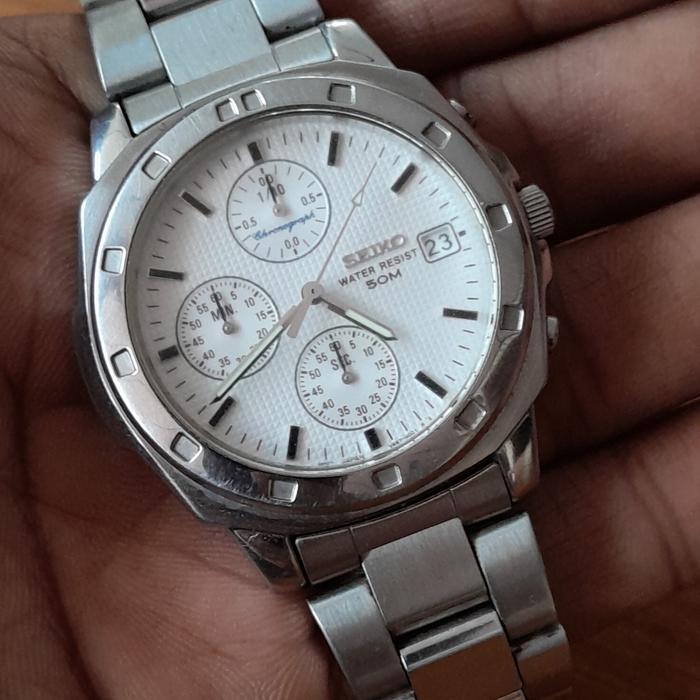 Jam Tangan seiko V657-9010 Chronograph Bekas Stainless Watches