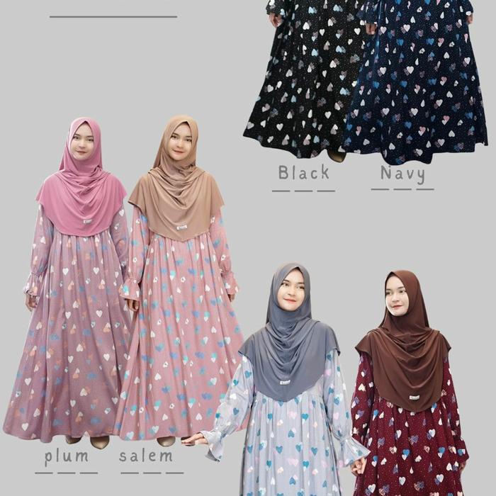 Dress Athalia Khumaaz, gamis motif, gamis katun