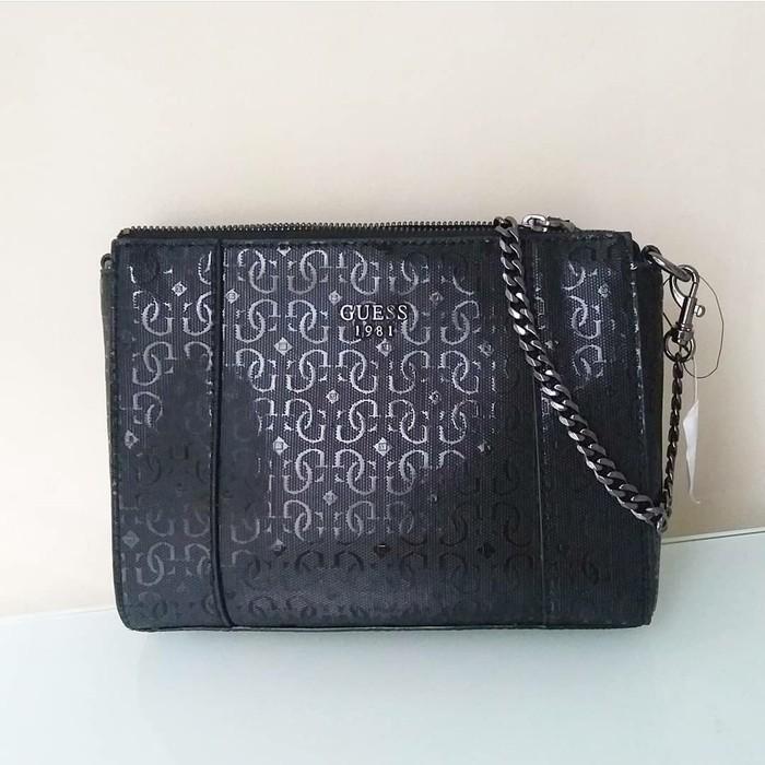 Tas Selempang Wanita Guess Original Kam Hitam Black Glossy