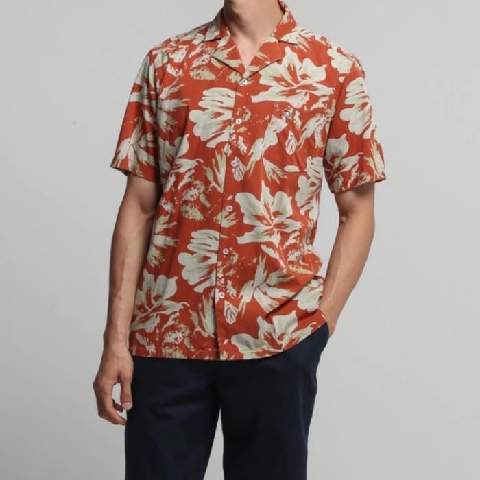 ARNOLD PALMER Kemeja Kuban Pria Printing Original Regularfit, ORANGE