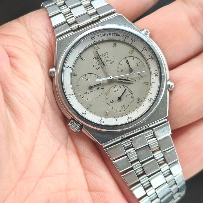 Jam SEIKO Chronograph 7A28 Grey Quartz ORIGINAL