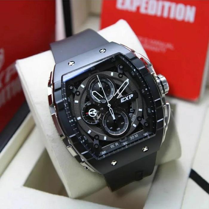 JAM TANGAN PRIA EXPEDITION E6782 E 6782 BLACK SILVER ORIGINAL