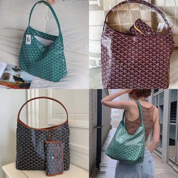 Original - Goyard Boheme Hobo Bag Green Black Tan Bordeaux Red