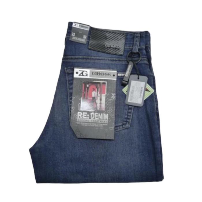 GROSIR Celana Jeans Pria ZG BOSS Biru Gelap ( Denim Blue )
