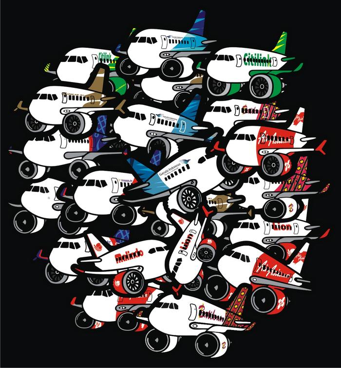 sticker pack pesawat terbang / pesawat terbang lokal /garuda indonesia