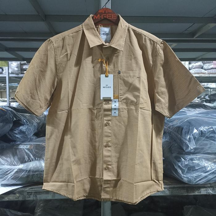 Kemeja lengan pendek motif Original MGEE ALTO C119 YELLOW & BROWN