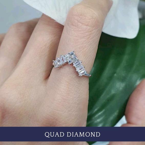 Cincin Quad Eco Diamond Stamp Pt950