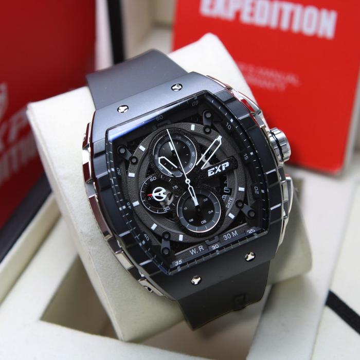 EXPEDITION E6782 / EXP 6782 - JAM TANGAN PRIA ORIGINAL - BLACK SILVER