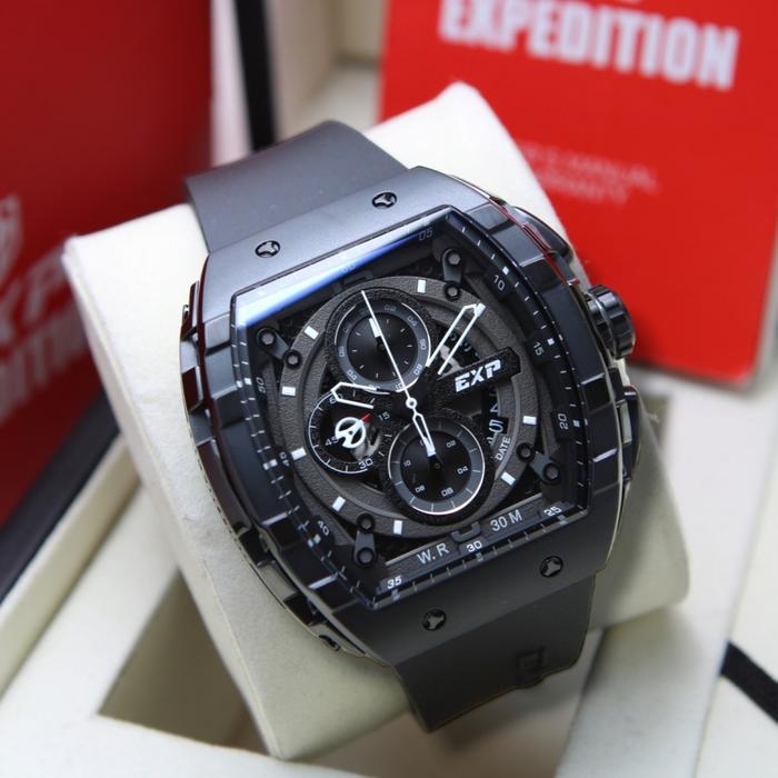 JAM TANGAN PRIA EXPEDITION EXP 6782 / E6782 KARET ORIGINAL -Full Black