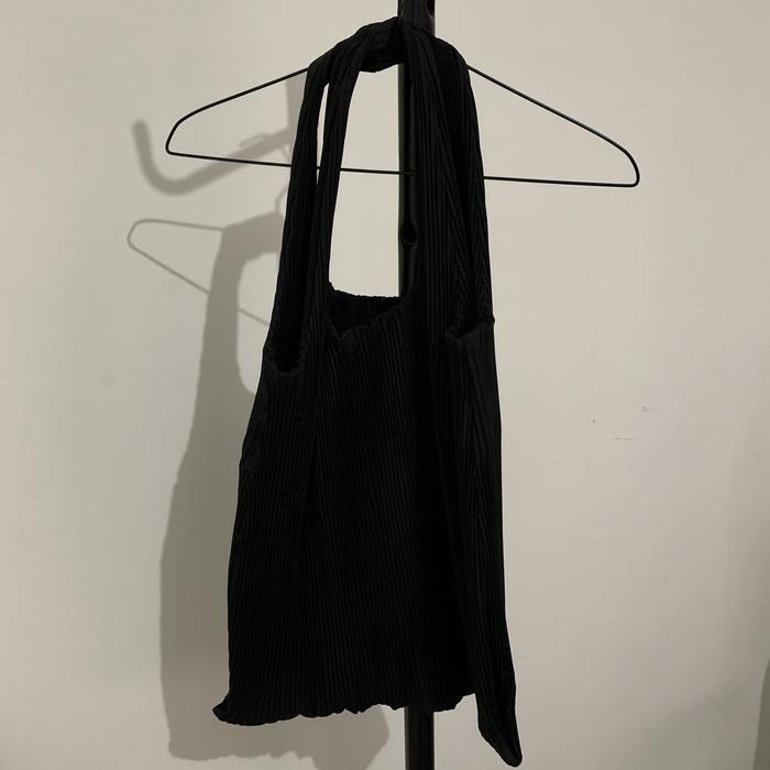 Lipat Black Tote Bag Pleats Pleated Hitam