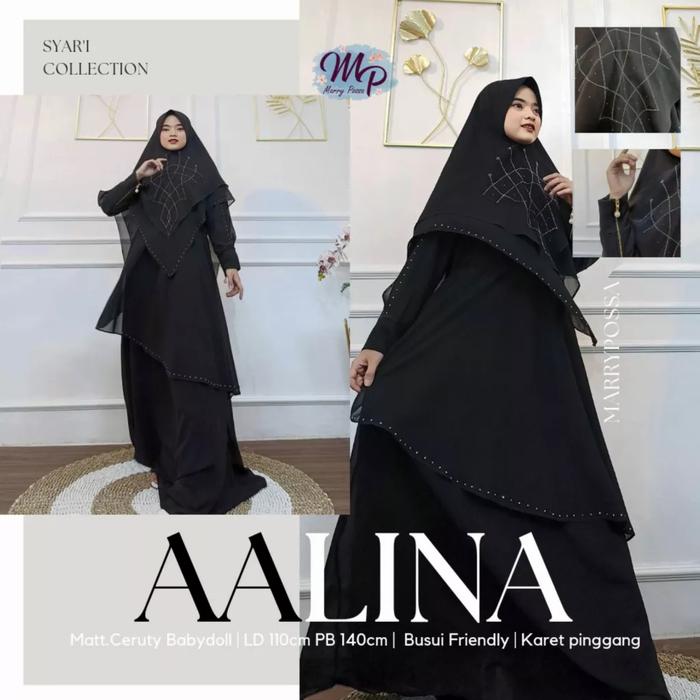 gamis syari set khimar jumbo ceruty babydoll polos busui bw8710 aalina
