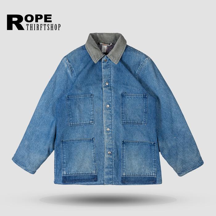 Jacket Denim Blanked Lined Prison Chore Barn Coat Vintage DICKIES 80s