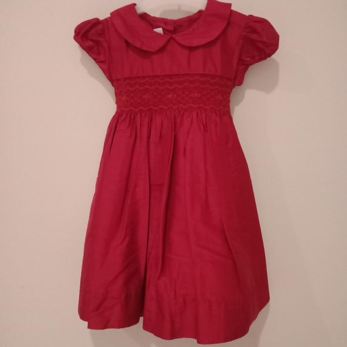 Preloved Smocked dress anak red 2years