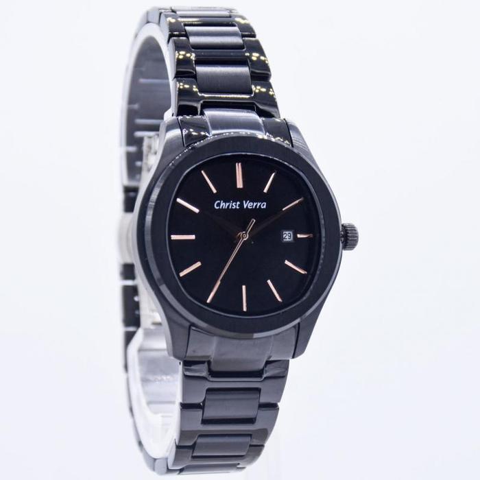 terbaru jam tangan wanita Christ Verra CV 919491L-16 BLK ORIGINAL- ORI