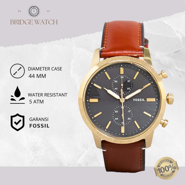 Jam Tangan Pria Fossil Townsman Chronograph Kulit Casual Original FS5338