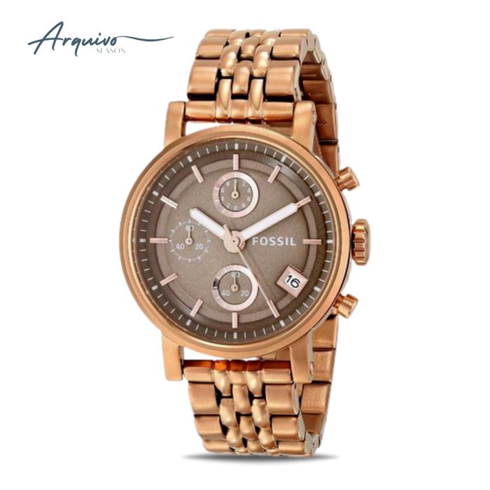 Jam Tangan Wanita Original Fossil Boyfriend Stainless Steel Mewah Sporty ES3494