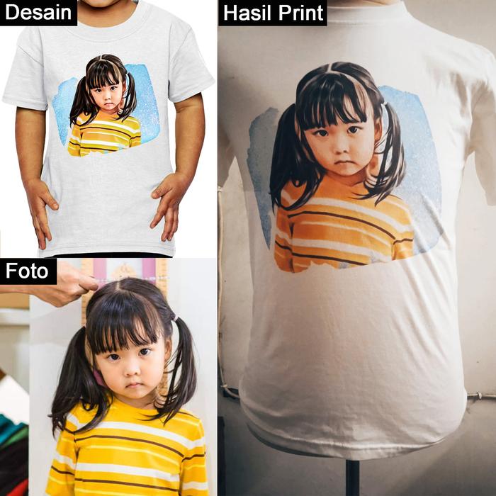 Kaos Custom Foto Size Anak Edit Desain Unik Jadi Sketsa Gambar Wajah