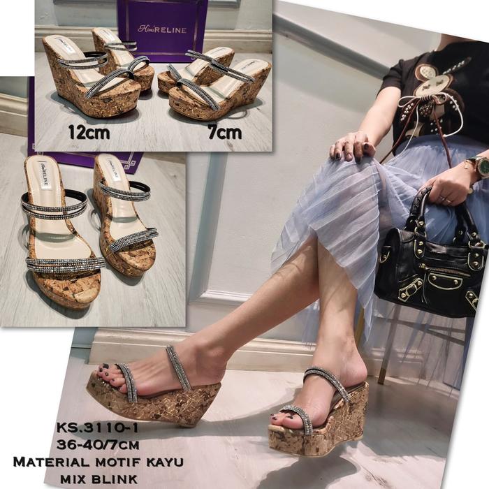 Wedges wanita heels versi pendek code 31101 tinggi hak 7 cm
