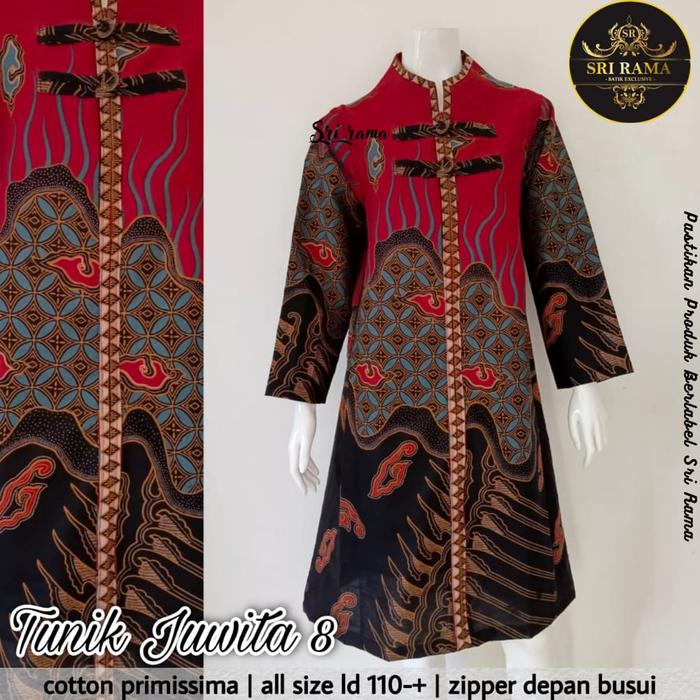 Baju Batik Wanita Tunik Muslim Modern Dress Jw8 -Srm