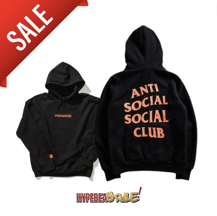 JAKET SWEATER ASSC x UNDEFEATED PARANOID HOODIE BLACK ORANGE ORIGINAL