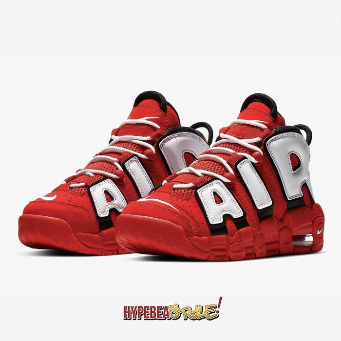 SEPATU NIKE AIR MORE UPTEMPO UNIVERSITY RED BLACK WHITE ORIGINAL