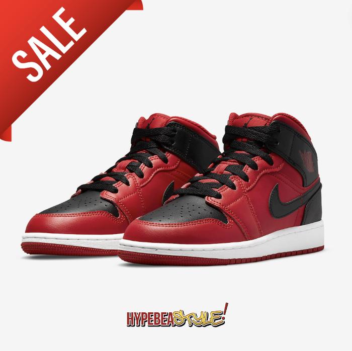 SEPATU AIR JORDAN 1 MID REVERSE BRED 2021 ORIGINAL SNEAKER