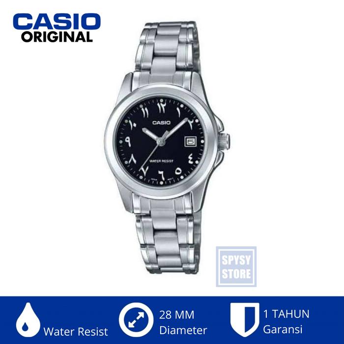 Jam Tangan Wanita Casio Ltp-1215d-1b3 Analog Dial Arabic Stainless