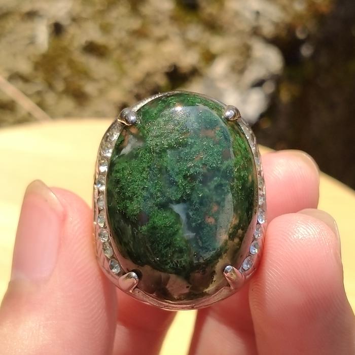 BATU CINCIN AKIK IJO LUMUT GARUT TOP ITEM