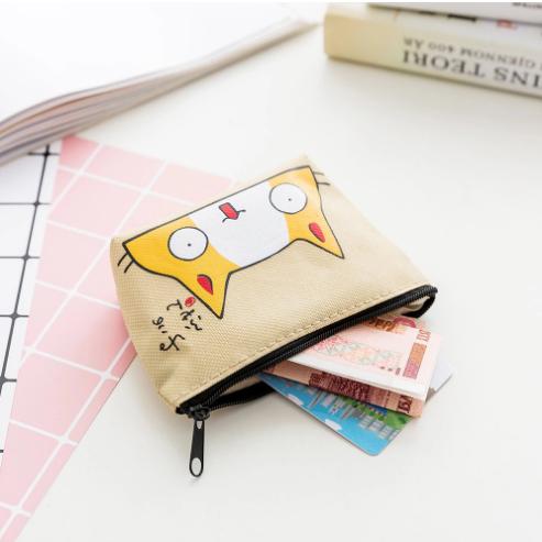 Tas Dompet Cewe Minimalis Motif Lucu Tempat Simpan Uang Koin Casan HP