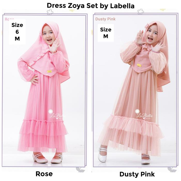 Dress Zoya Kids Size M -1 Set- Gamis Pesta Anak by Labella