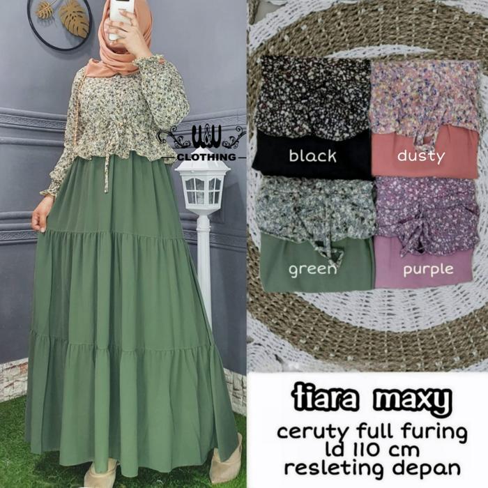 Baju terusan wanita muslim tiara maxy#2 gamis longdress ceruty 8/10