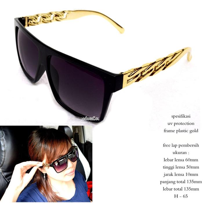 Kacamata Motor Female Sunglasses UV Chain Arm Gold