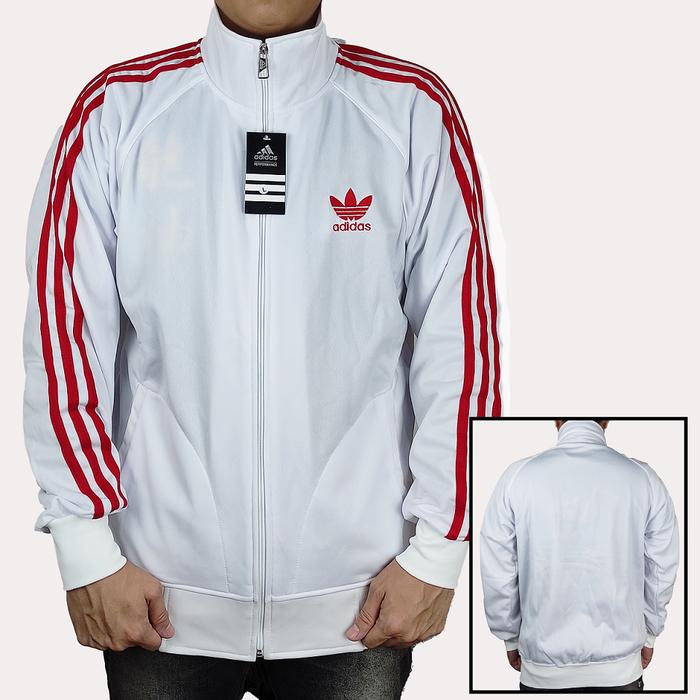 JAKET ADIDAS FIREBIRD PUTIH LIST MERAH SIZE M L XL XXL XXXL - JAKET TRAINING - SWEATER PRIA - JAKET 
