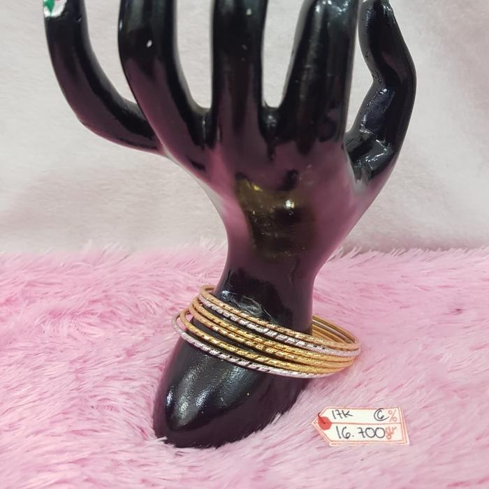 DLM420GL Gelang keroncong isi 6 pipa batikan kombunasi emas putih 17k