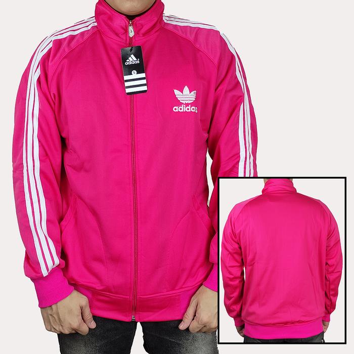 JAKET ADIDAS FIREBIRD PINK LIST PUTIH - JAKET TRAINING - SWEATER PRIA