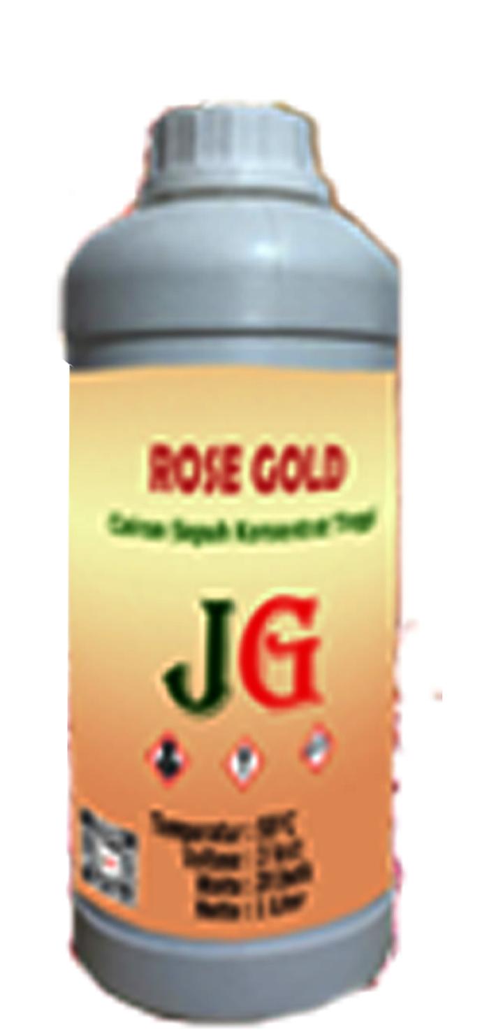 cairan obat sepuh emas perak, brand JG, warna rose gold, premium