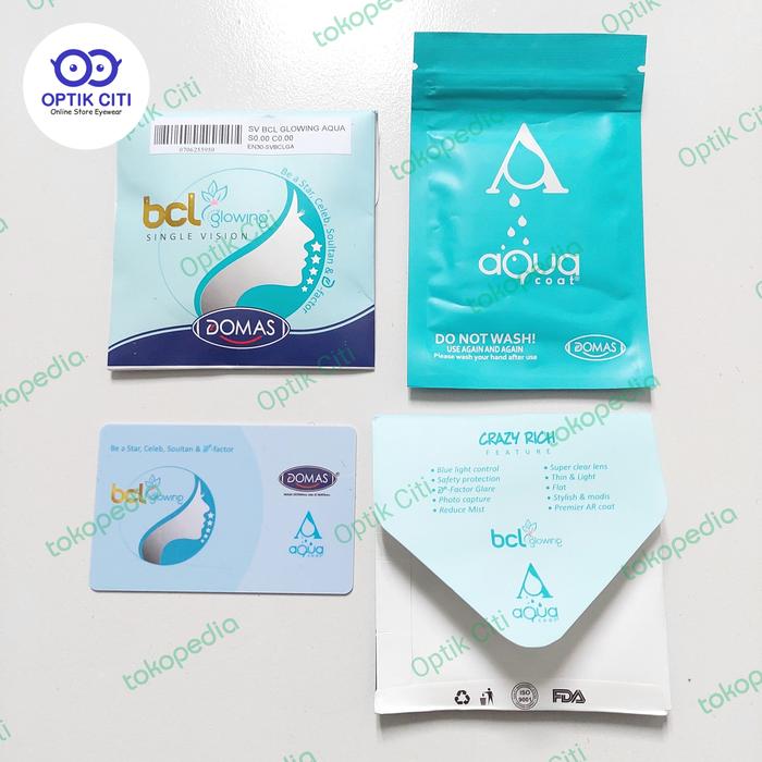 Lensa Photochromic Blueray Antifog Domas SV BCL Glowing Aqua Original