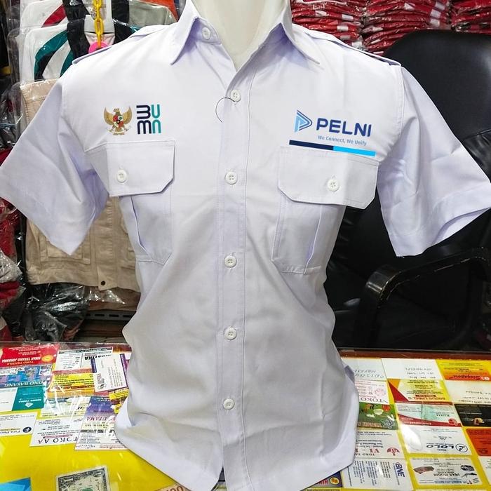 Kemeja PDH BUMN PT PELNI Seragam PDH BUMN PT PELNI Putih Lengan Pendek