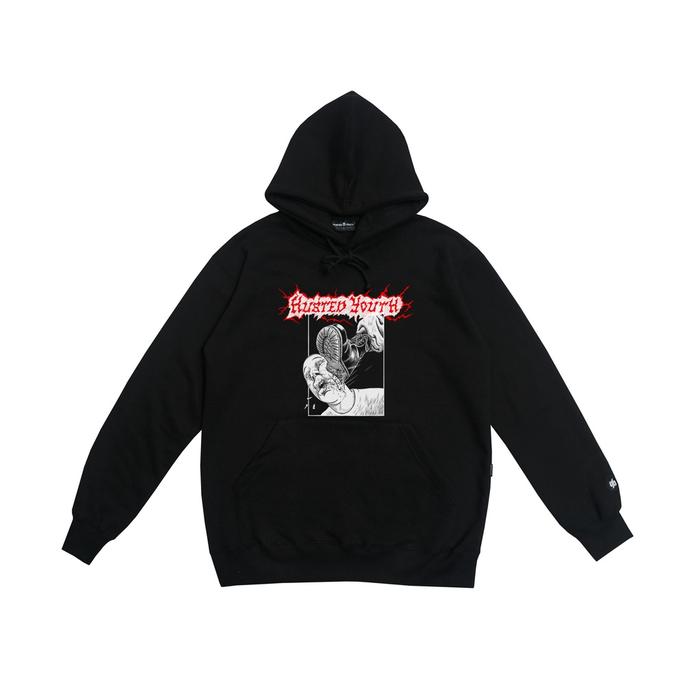 HOODIE HUSTED YOUTH KEEKS BLACK