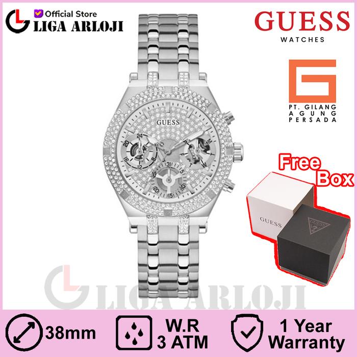 GUESS GW0440L1 Original HEIRESS Jam Tangan Wanita Analog Silver