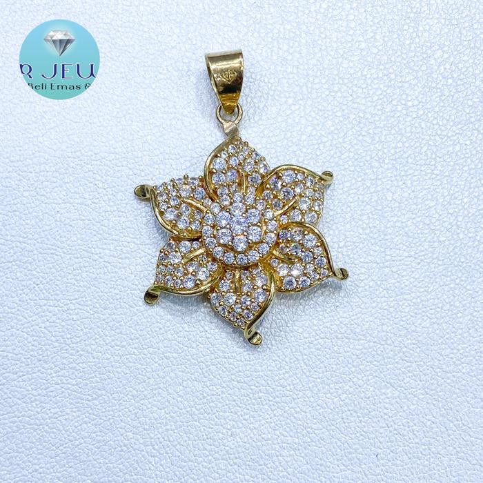 Liontin Emas Kuning Zirconia UBS 700 16k bunga daun