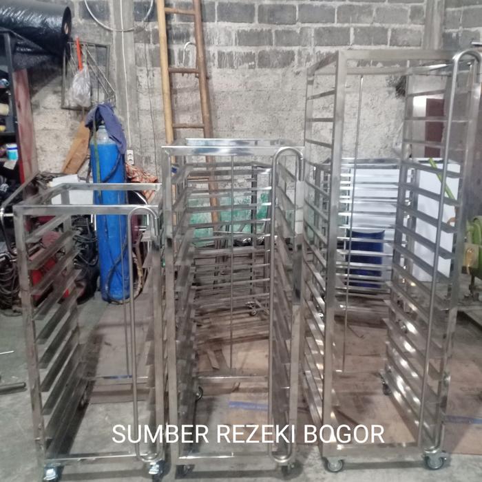 Trolley stainless rak loyang kue / bakery 12 susun