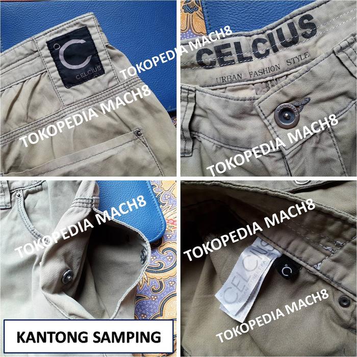 GARANSI ORIGINAL CELCIUS - Celana pendek denim pria washed biege
