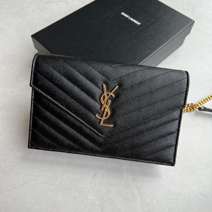 YSL SAINT LAURENT MONOGRAM WOC 19CM BLACK GHW